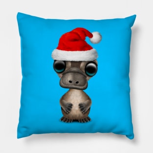 Christmas Platypus Wearing a Santa Hat Pillow