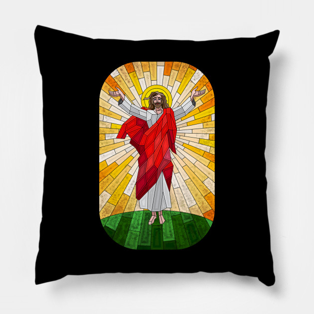 Stained Glass Painting Of Jesus Christ Religious Pillow