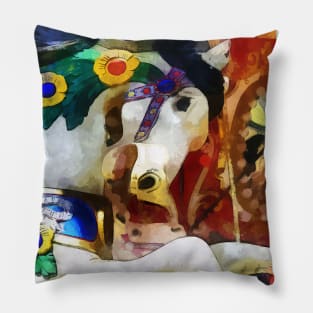 Carnival Midway - Carousel Horse Closeup Pillow