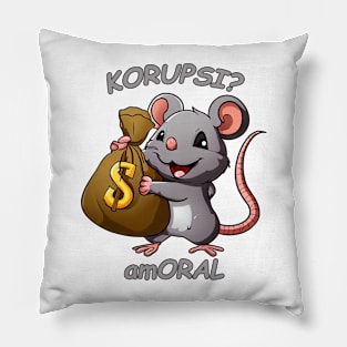 Amoral Corruption Rat | Rat Holding Money Bag Pillow