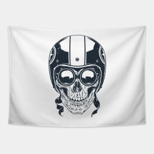 Skull in Racer Helmet Tapestry