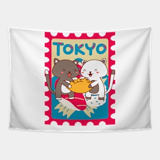 Kawaii Tokyo Cats Tapestry