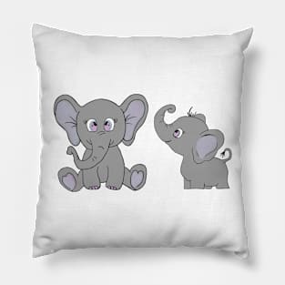 Two cute little elephants drawing Pillow