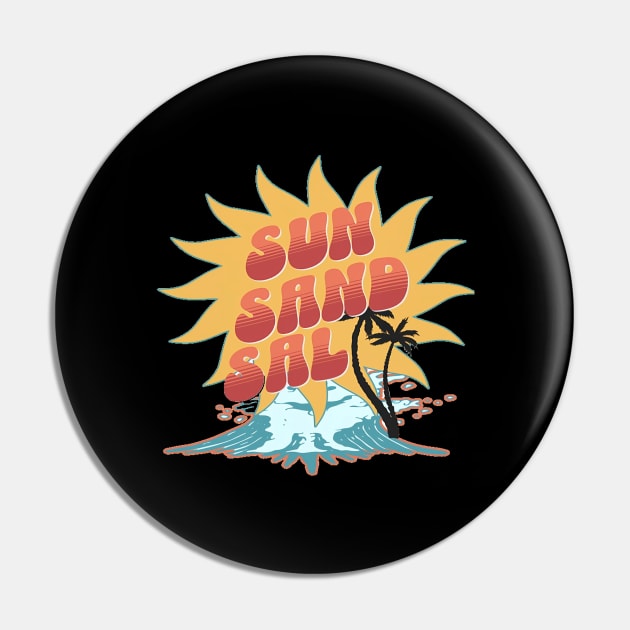 Sun Sand Salt Hello Summer Bye School Vintage Funny Surfer Riding Surf Surfing Lover Gifts Pin by Customo