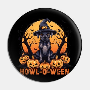 Trick or Treat Woof or Wag Funny Dog Halloween Pin