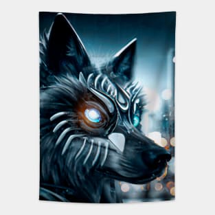 Cyberpunk Wolf (3) - Anthropomorphic Sci fi Wolves Tapestry