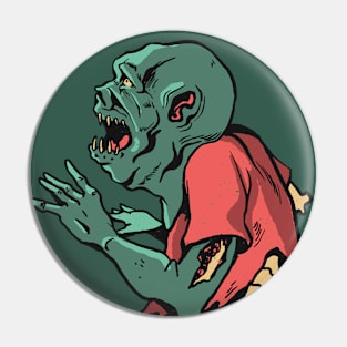 Creepy Zombie Illustration Pin