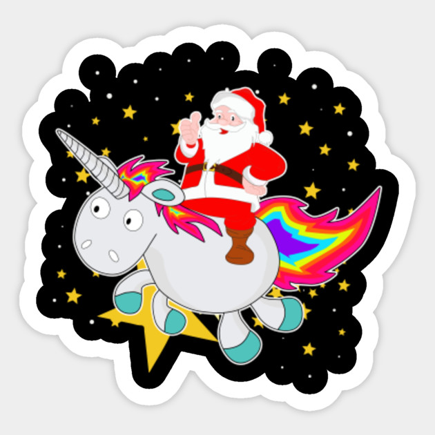 Merry Christmas Santa Unicorn Christmas Unicorn Sticker Teepublic