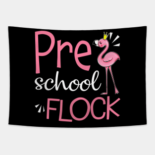 Flamingo Back To School Preschool Flock Tapestry