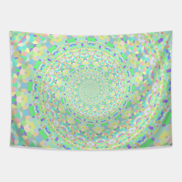 Colorful Trippy Pastel Spiral Mandala Tapestry by Kaleiope_Studio