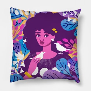 Birds in the Field Pillow