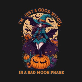 Good Halloween Witch in a Mischievous Moon Phase T-Shirt