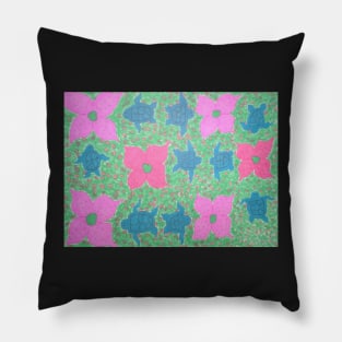Flowers and Turtles Tropical Pattern Fun Pillow