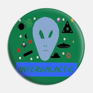 Colorful Intergalactic illustration on Green Background Pin