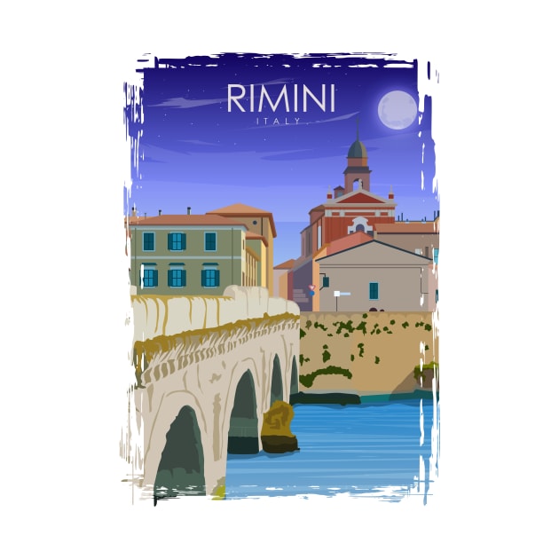 Rimini Italy Vintage Minimal Retro Italian Travel Poster by jornvanhezik