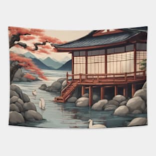 a very calm morning japan Tapestry