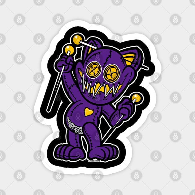 Happy VooDoo Kitty Cat Doll Minnesota Colors Magnet by eShirtLabs