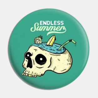 Endless Summer Head of Skull Ocean Illustration Pin