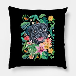 Tropical Pug 7 Pillow