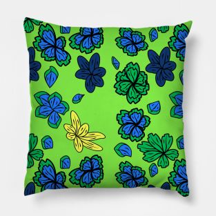 pattern with leaves and flowers doodling style Pillow