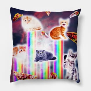 Outer Space Galaxy Cats With Rainbow Pillow