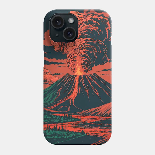 Retro Erupting Volcano Phone Case by Perspektiva