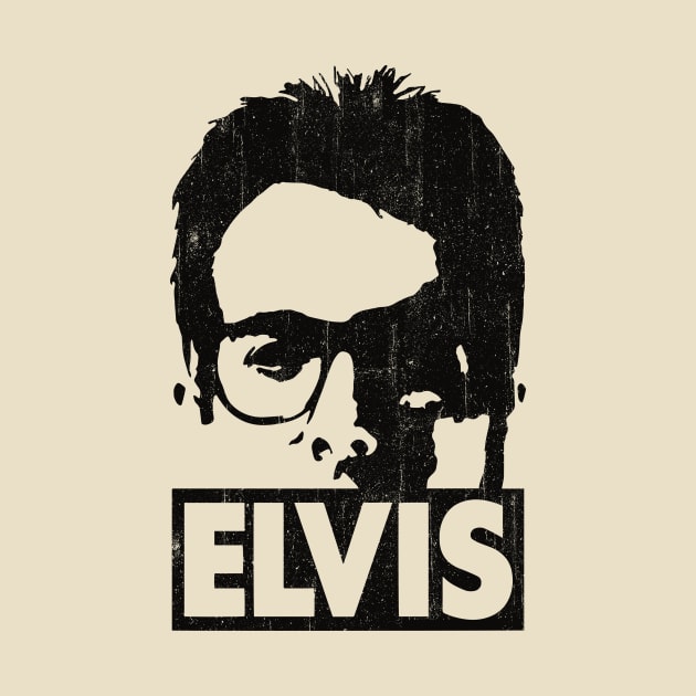 Elvis Costello // Black Vintage Style by Cave Clan