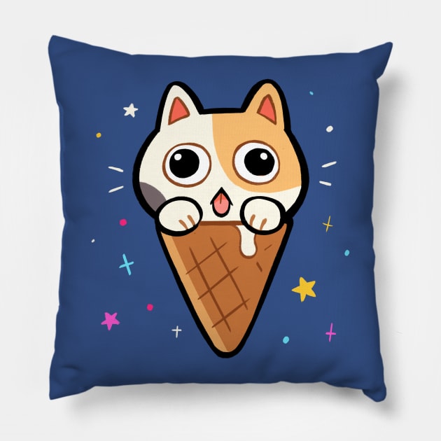 Cat ice cream Pillow by giraffalope