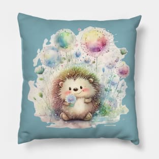 Hedgehog on a flower clearing Pillow