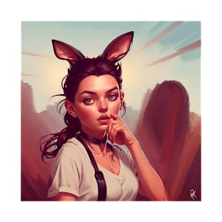 Girl with rabbit ears cover art T-Shirt