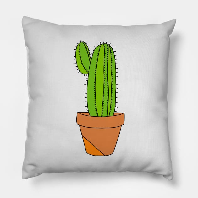 Cute Cactus Design #149: Saguaro Cactus In Terra-Cotta Pot Pillow by DreamCactus