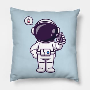 Cute Astronaut Holding Phone Cartoon Pillow