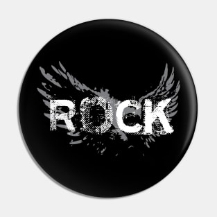Rock Text with Wings Pin