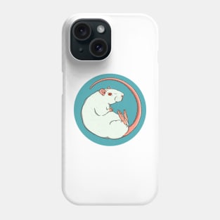 Pink Eyed White Fancy Rat Illustration Phone Case