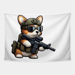 Tactical Corgi Tapestry