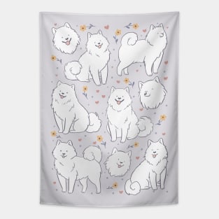 Cute samoyed illustration for samoyed lovers Tapestry