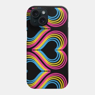 Pansexual Neon Light Hearts Phone Case