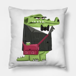 Cute crocodile in lazy pose, kids t-shirt design Pillow