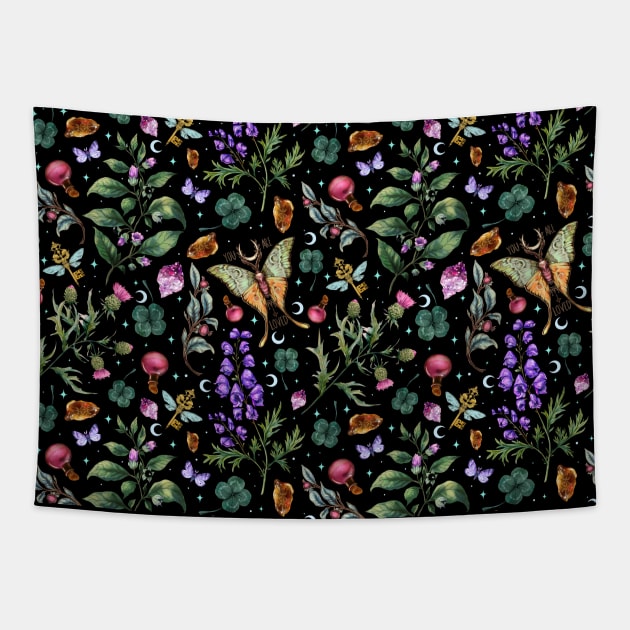 Witchy magical pattern. Poisonous herbs Tapestry by Sitenkova