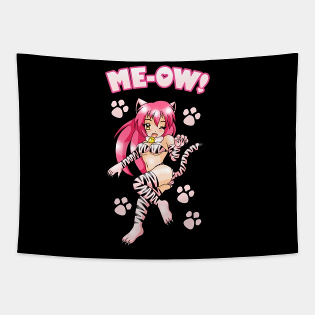 Me-Ow Catgirl Tapestry by wildsidecomix