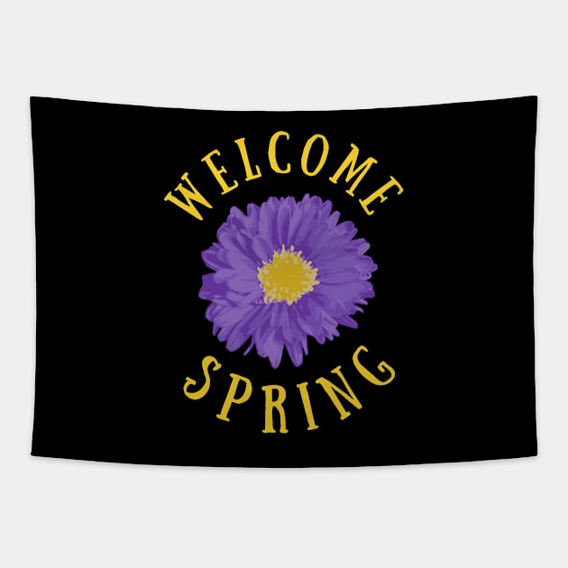 Hello Spring Purple Flower March April May Earth Green Nature Mental Health Shirt Encouragement Love Inspirational Positivity Cute Happy Spiritual Gift Tapestry by EpsilonEridani