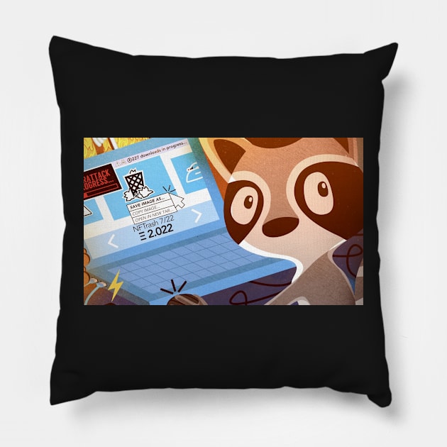 Hacker Anti-NFT Trash Panda Pillow by MOULE