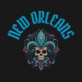 New Orleans Fleur de Lis Skull T-Shirt