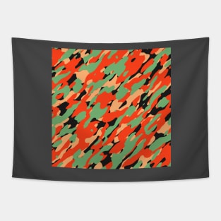 Orange Olive Camouflage Tapestry