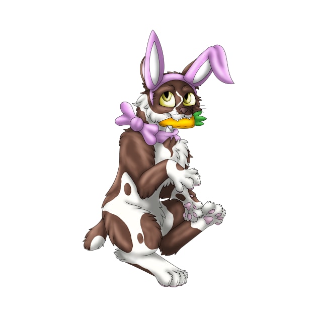 Bobtail BunnyCat: Chocolate Bicolor (Pink) by spyroid101