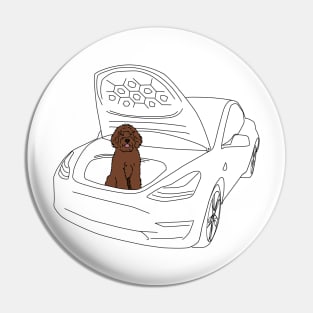 Labradoodle in a Tesla Model 3 Frunk Pin