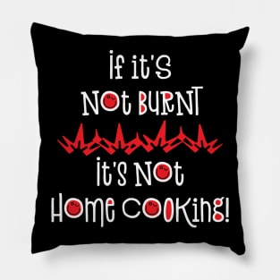 Home Cooking White Text Pillow