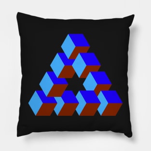 Cubes Optical Illusion in Blue Hues Pillow