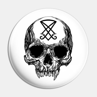 Human skull with Sigil of Lucifer Pin