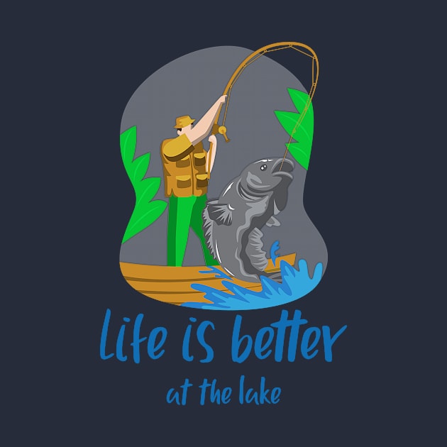 Life is Better at the Lake (fisherman catching giant fish) by PersianFMts
